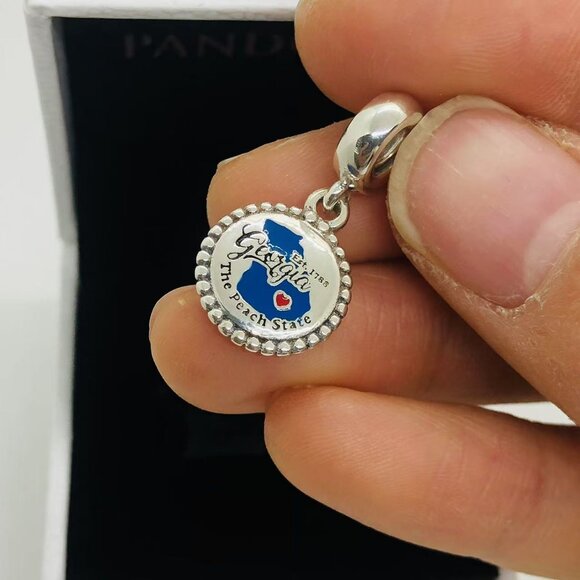✨🔥Pandora Georgia Map Dangle Charm S925 Silver with box - Picture 2 of 4